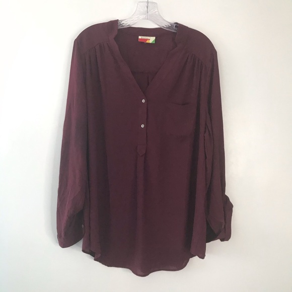 Fervour Modcloth Burgundy Portofino Shirt L - Picture 1 of 6
